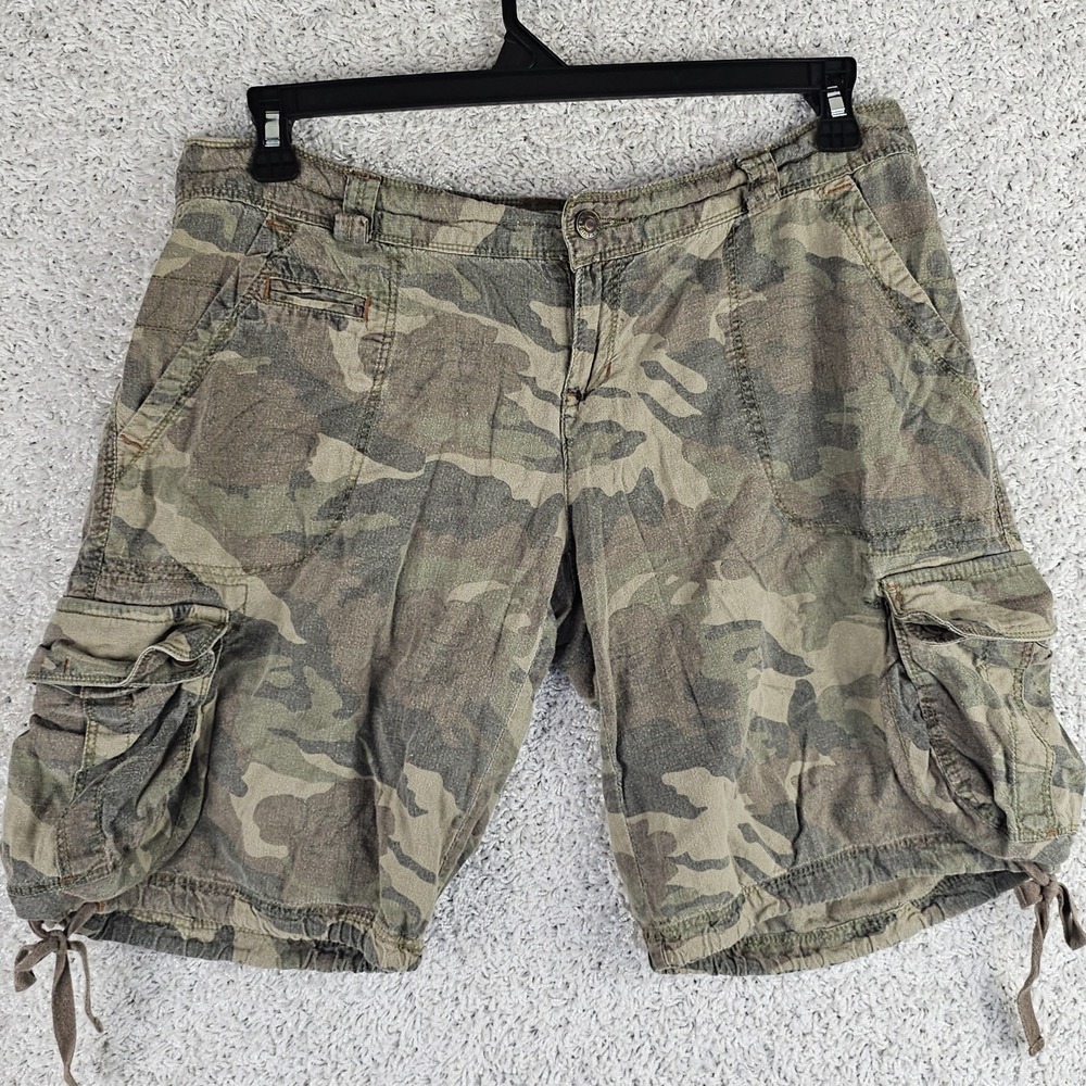 Vintage Baileys Point Linen Rayon Camo Shorts Size 13 Faded Distressed Y2K
